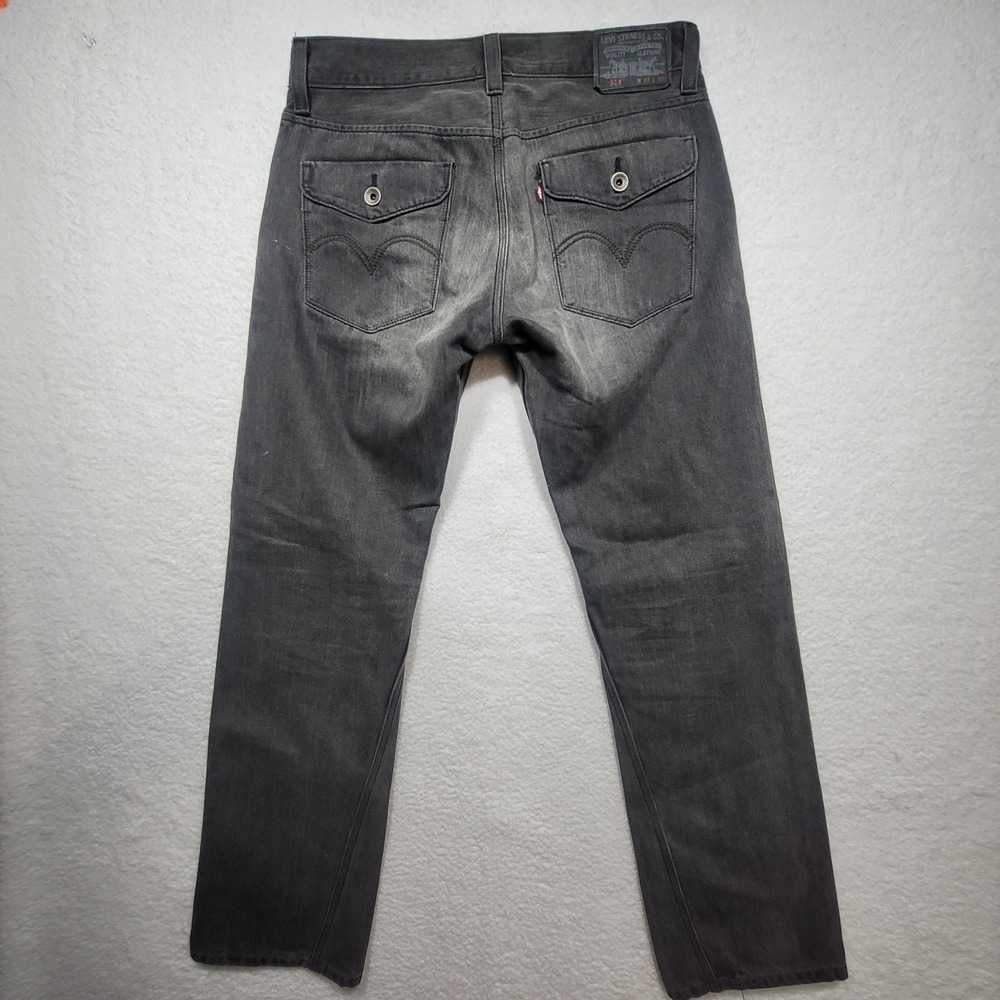 Levis Jeans 514 Men 33x32 Black Denim Back Flap Pockets Slim Straight